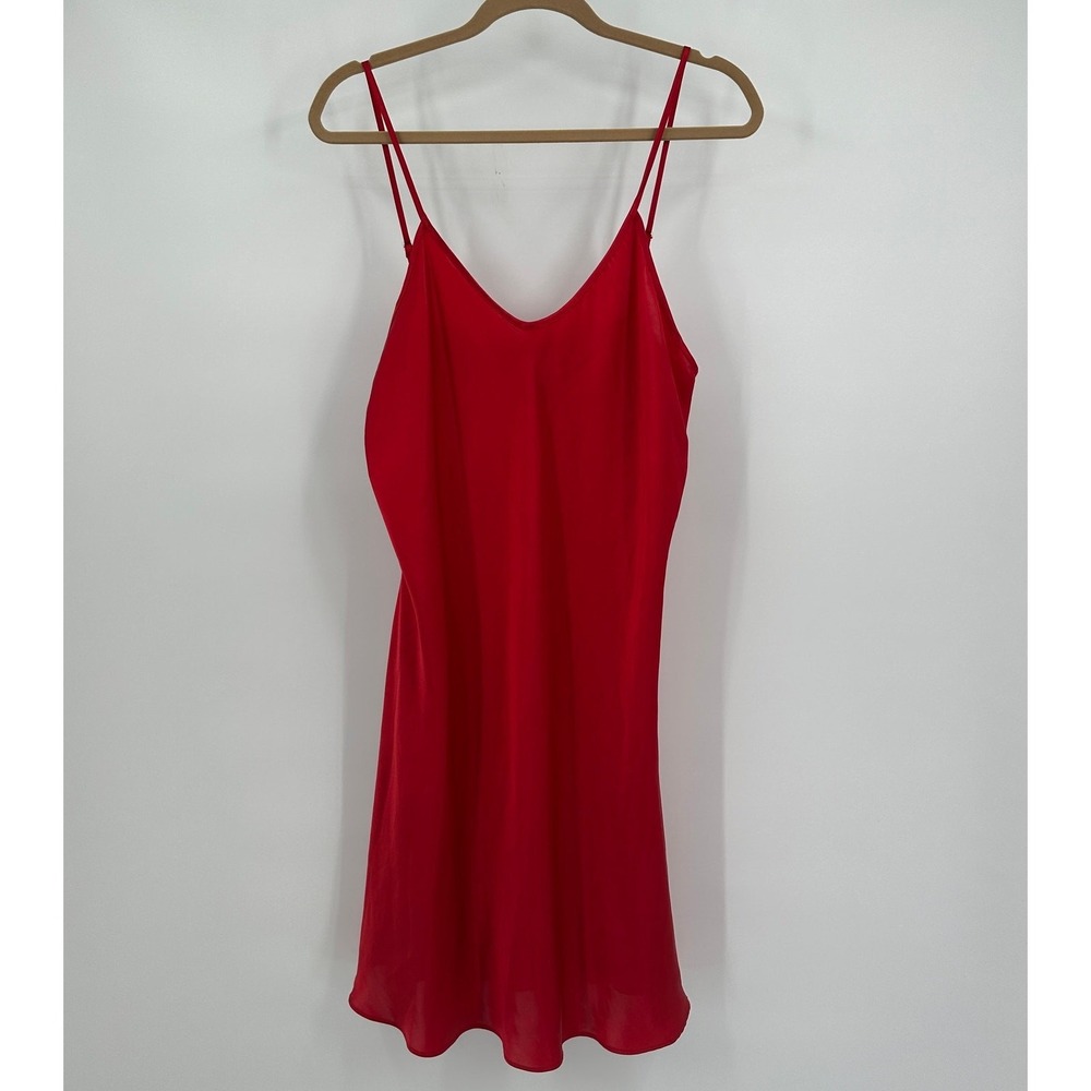 Solange Womens Satin Romantic‎ Slip Dress Size XL Red Boudoir Minimalist Nightie